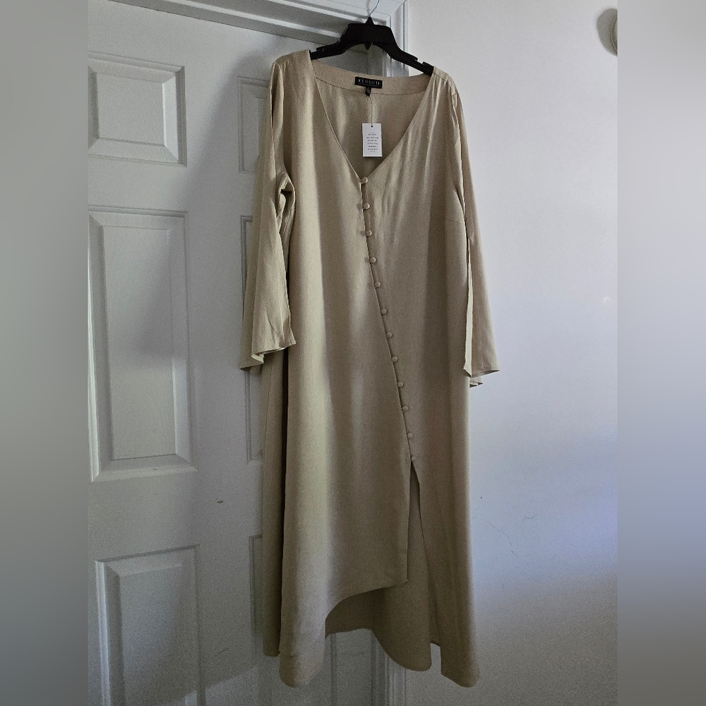 Eloquii Long Sleeve Beige Dress